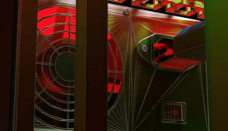 PC power supply in 3d wireframe